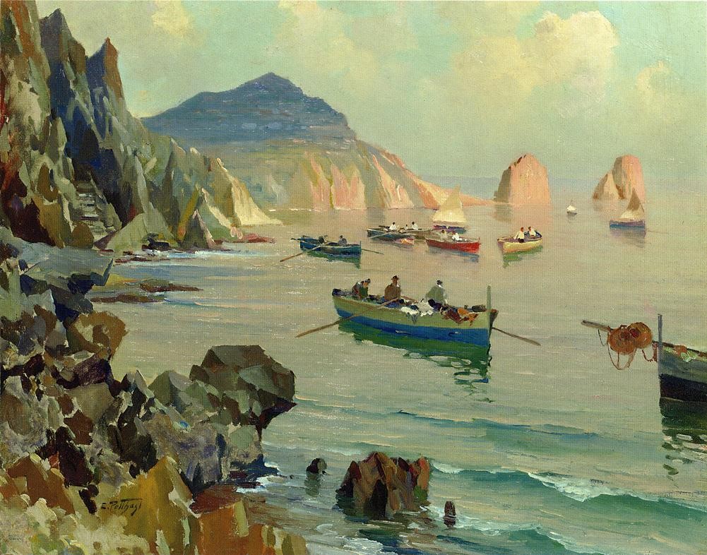Edward Henry Potthast Boats in a Rocky Cove